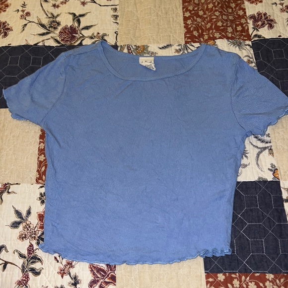 Destined/Tillys, Blue Ruffled Cropped Shirt - Picture 1 of 5
